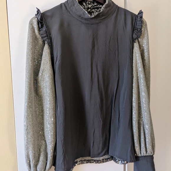 Anthropologie Sunday In Brooklyn Sequin Top M Petite - Picture 3 of 8